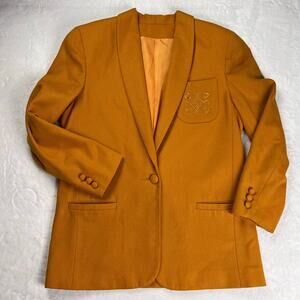 David Warren Vintage Gold Women's Blazer Jacket Size 10 Wool Blend BoHo
